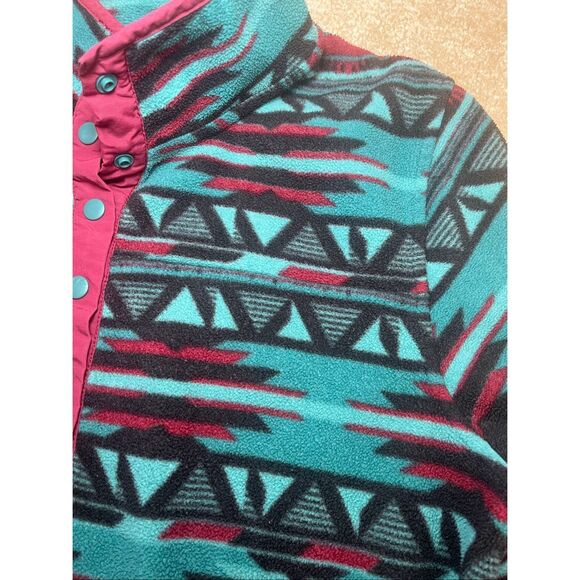 Cinch Women’s M Fleece Pullover Teal Aztec Southwestern Snap Button Jacket - Picture 3 of 5